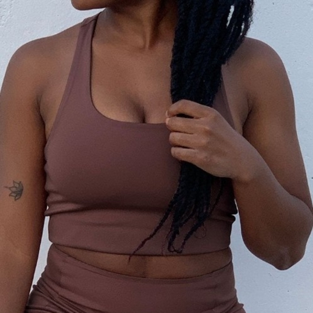 Girlfriend Collective Acorn Brown Paloma Racerback Sports Bra Size Medium